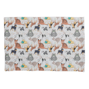 Cute Dogs And Cats Pattern Design Pillowcase