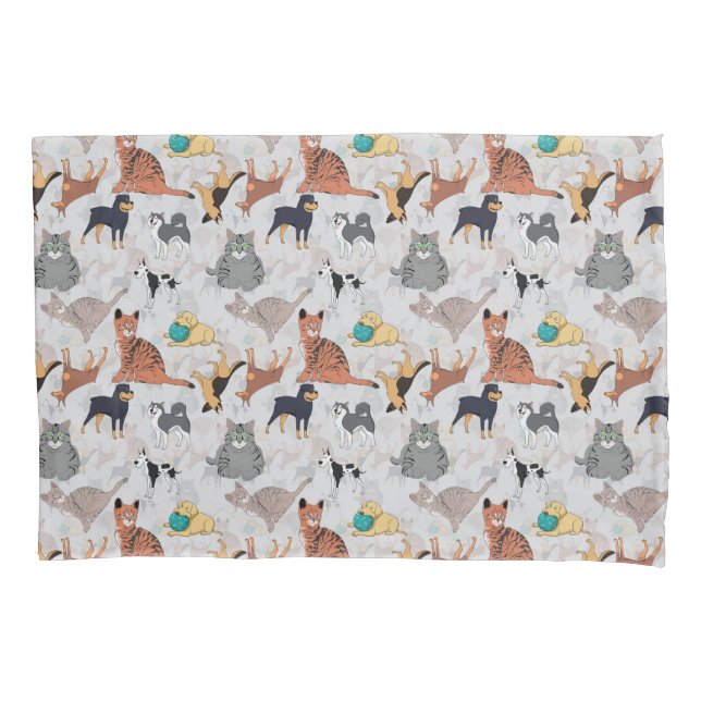 Cute Dogs And Cats Pattern Design Pillowcase (Front)