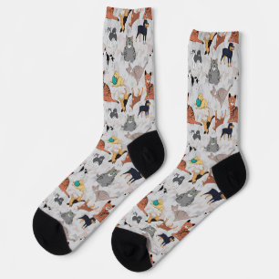 Cute Dogs And Cats Pattern Design Socks