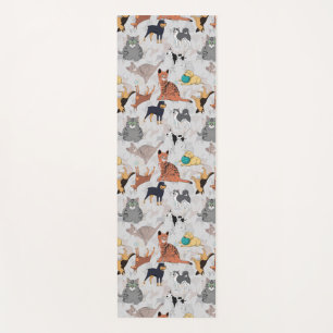 Cute Dogs And Cats Pattern Design Yoga Mat