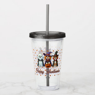 Cute Dogs as ghost, witch, & vampire Acrylic Tumbler
