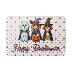 Cute Dogs as ghost, witch, & vampire Bath Mat