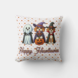 Cute Dogs as ghost, witch, & vampire Cushion