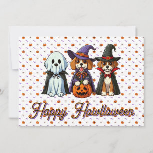 Cute Dogs as ghost, witch, & vampire  Invitation