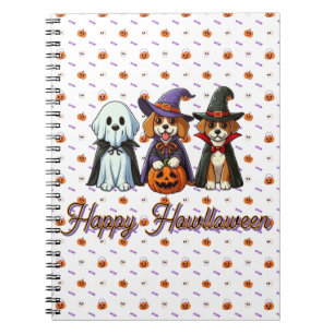 Cute Dogs as ghost, witch, & vampire Notebook