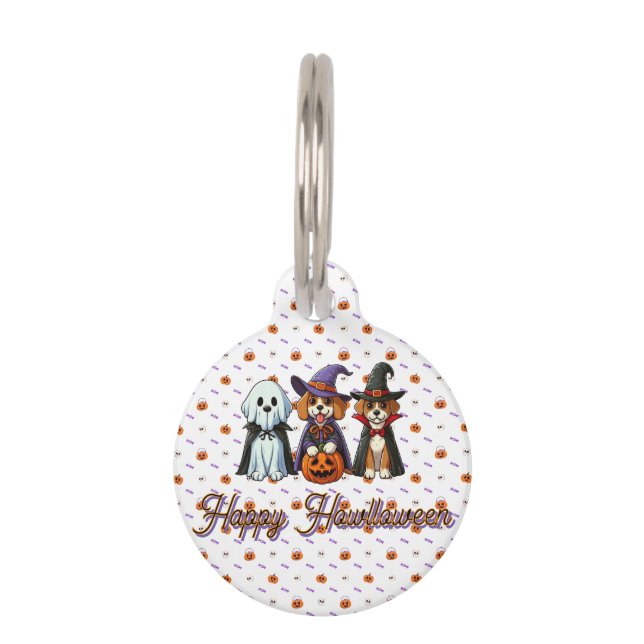 Cute Dogs as ghost, witch, & vampire  Pet Tag (Front)