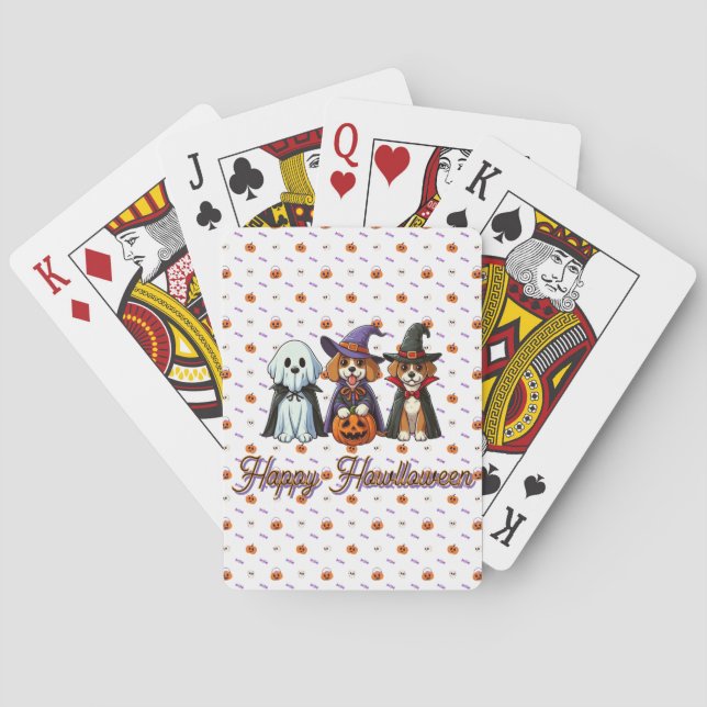 Cute Dogs as ghost, witch, & vampire  Playing Cards (Back)