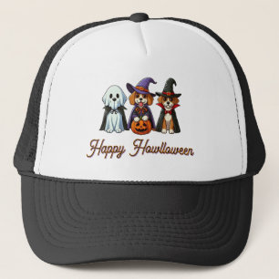 Cute Dogs as ghost, witch, & vampire Trucker Hat