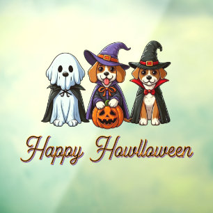 Cute Dogs as ghost, witch, & vampire Window Cling