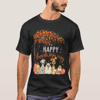 Cute Dogs Autumn Leaves Pumpkin Happy T-Shirt