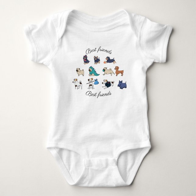 Cute dogs baby bodysuit (Front)