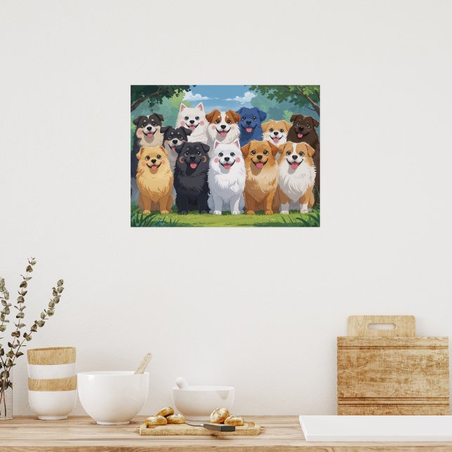Cute dogs background poster (Kitchen)