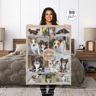 Cute Dogs Best Friends 10 Photos Custom Colours Fleece Blanket