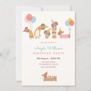 Cute dogs birthday party invitation