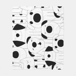 Cute dogs: black, white cartoon. fleece blanket