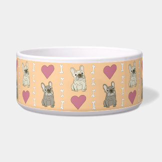 Cute dogs, bones, hearts Ceramic Pet Bowl