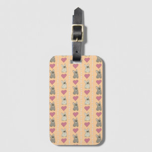 Cute dogs, bones, hearts Ceramic Pet Bowl Luggage Tag