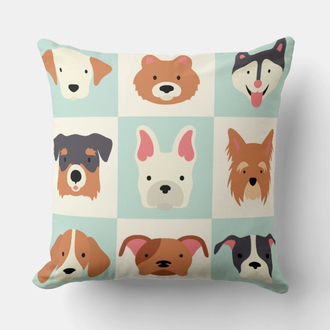 Cute dogs breed pattern cushion (Front)
