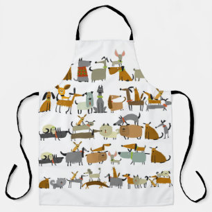 Cute dogs collection, sketch vintage illustration apron