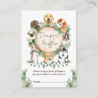 Cute Dogs Diaper Raffle Greenery Puppy Baby Shower