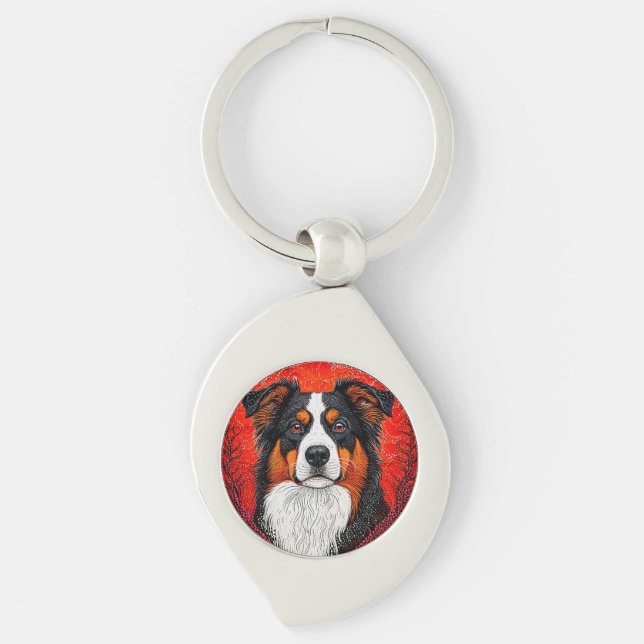 Cute Dog's face Key Ring (Front)