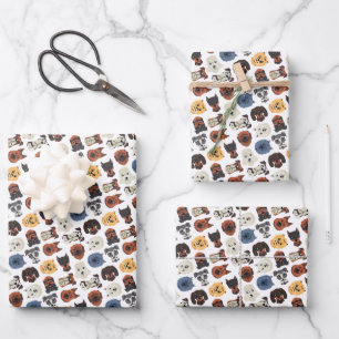 Cute Dogs Faces Pattern Wrapping Paper Sheet