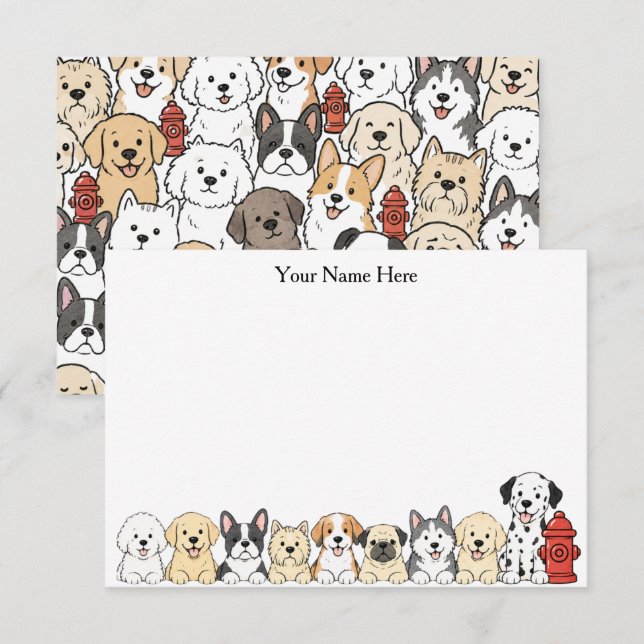Cute Dogs & Fire Hydrants Notecard (Front/Back)