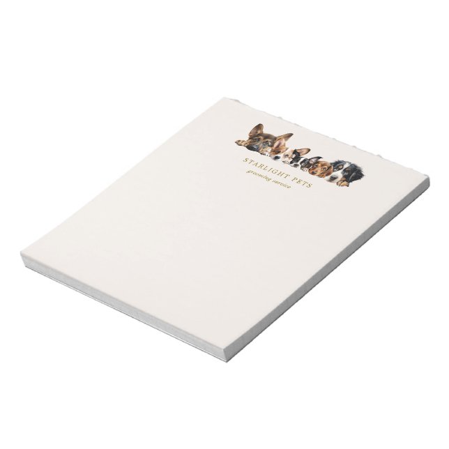 Cute Dogs Grooming Service Business Notepad (Rotated)