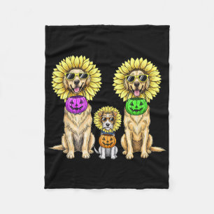 Cute Dogs Halloween Sunflower Costume Pumpkin Pale Fleece Blanket