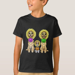 Cute Dogs Halloween Sunflower Costume Pumpkin Pale T-Shirt