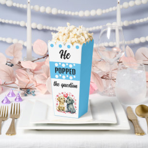 Cute dogs he popped the question blue popcorn favour box