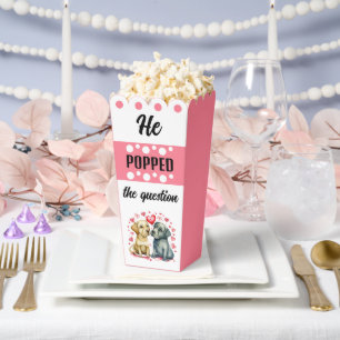 Cute dogs he popped the question pink popcorn favour box