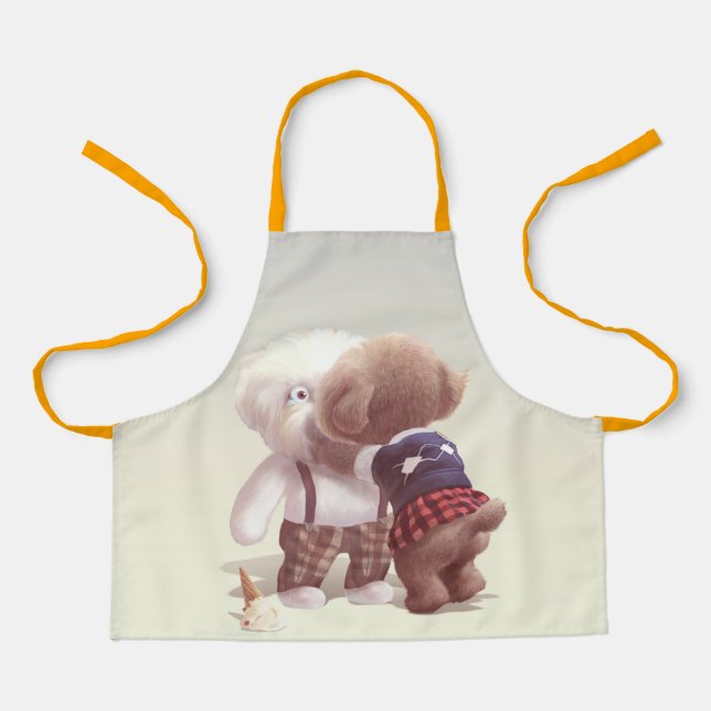 Cute Dogs Hugging Apron (Front)
