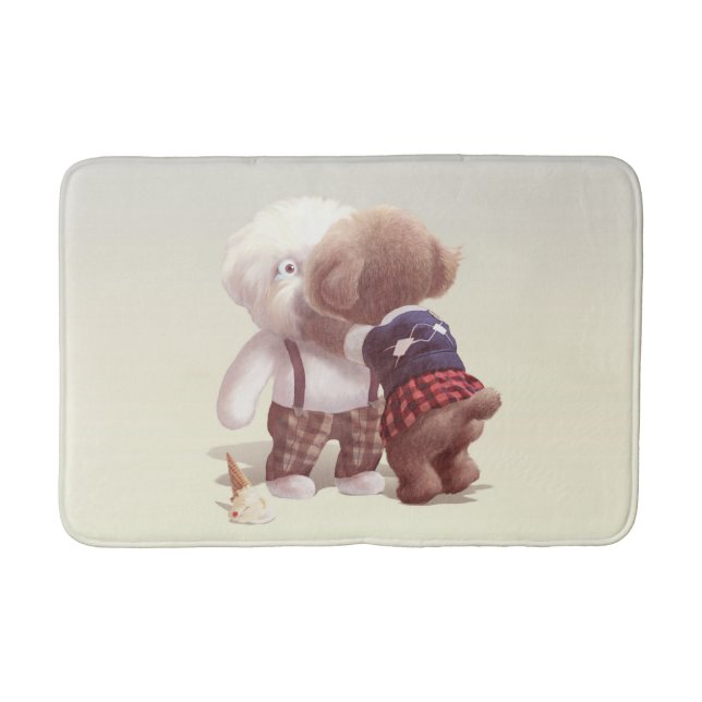 Cute Dogs Hugging Bath Mat (Front)