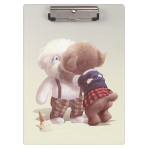 Cute Dogs Hugging Clipboard