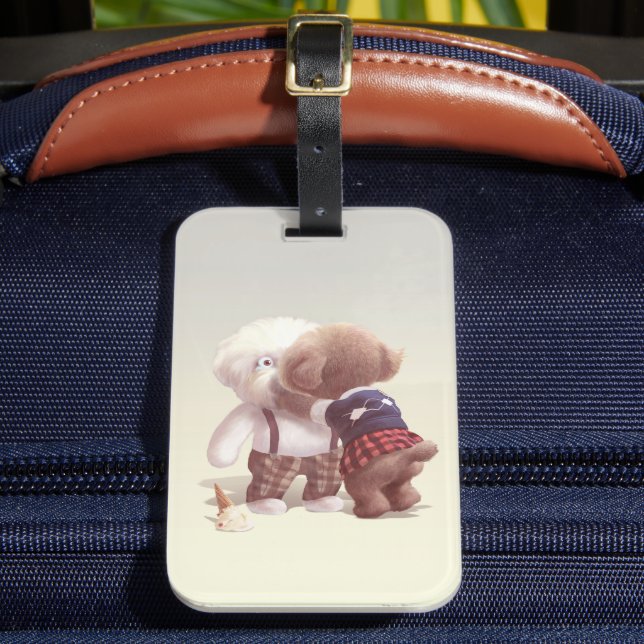 Cute Dogs Hugging Luggage Tag (Front Insitu 2)