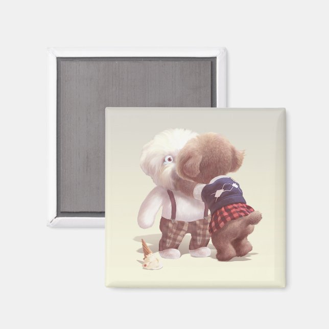 Cute Dogs Hugging Magnet (Front/Back)