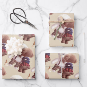 Cute Dogs Hugging Wrapping Paper Sheet