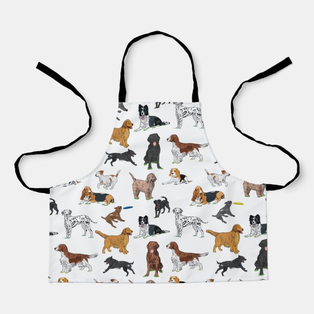 Cute Dogs Illustrations Pattern Apron (Front)