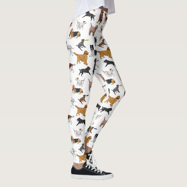 Cute Dogs Illustrations Pattern Leggings (Right)