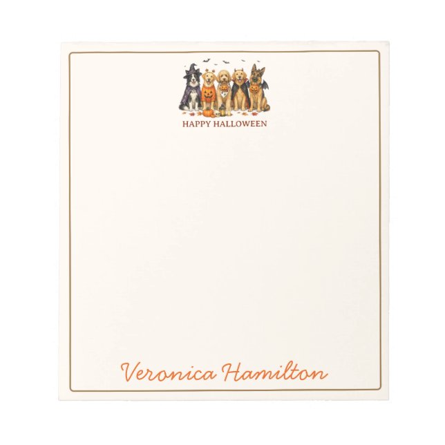 Cute Dogs in Costumes Halloween Notepad (Front)