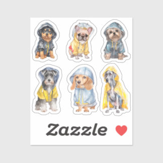 Cute Dogs in Raincoats (2) Stickers