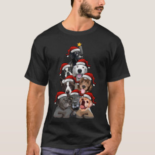 Cute Dogs in Santa Hats Christmas Tree with Star H T-Shirt