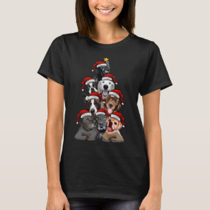 Cute Dogs in Santa Hats Christmas Tree with Star H T-Shirt