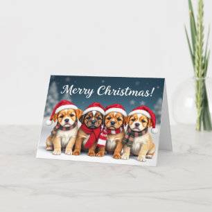 Cute Dogs in Santa Hats Dog Lover Card
