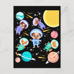 Cute Dogs in Space Pet Astronauts Postcard