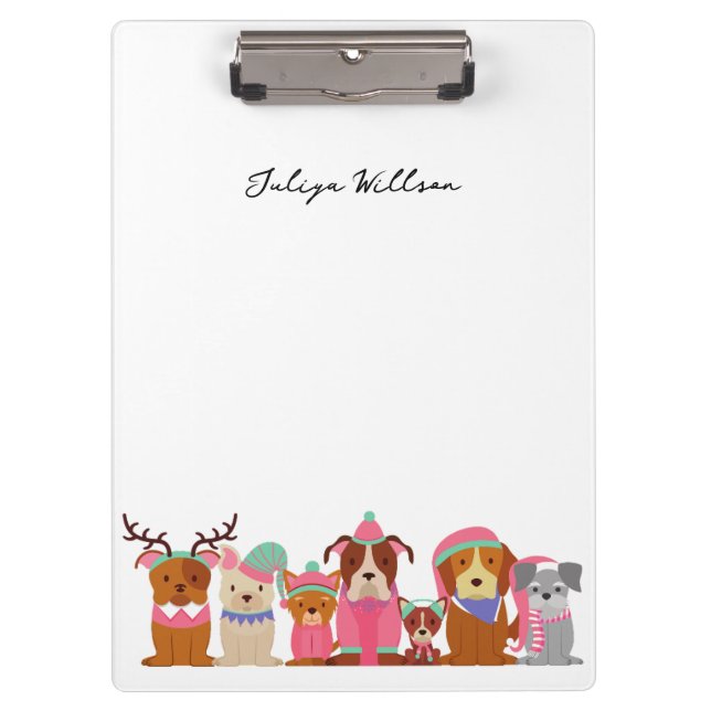 Cute dogs in the winter name  clipboard (Front)