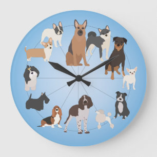 Cute Dogs Large Clock