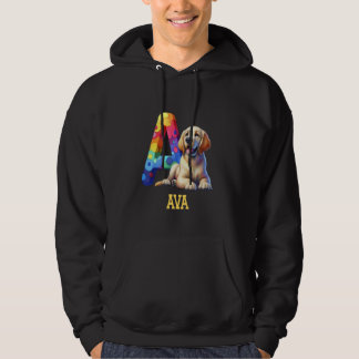 Cute Dogs Letter Ava Name Rainbow Dog Hoodie
