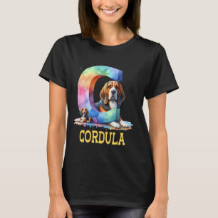 Cute Dogs Letter Cordula Name Rainbow Dog T-Shirt